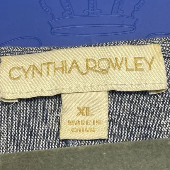 Cynthia Rowley Linen Blend Top Womens XLarge Pleated Coastal Beach Capsule Tunic - Picture 10 of 12